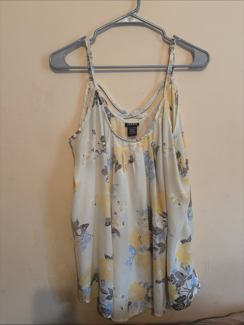 torrid Cream Floral Spaghetti-Strap Camisole with Yellow & Blue Flowers